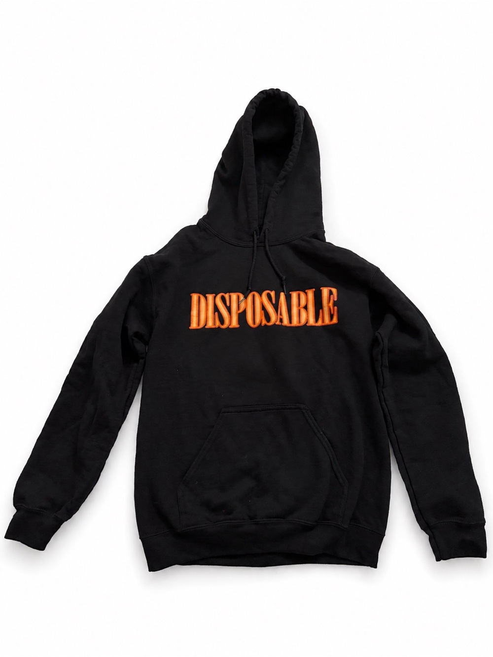 Disposable Black Hoodie with Orange Logo